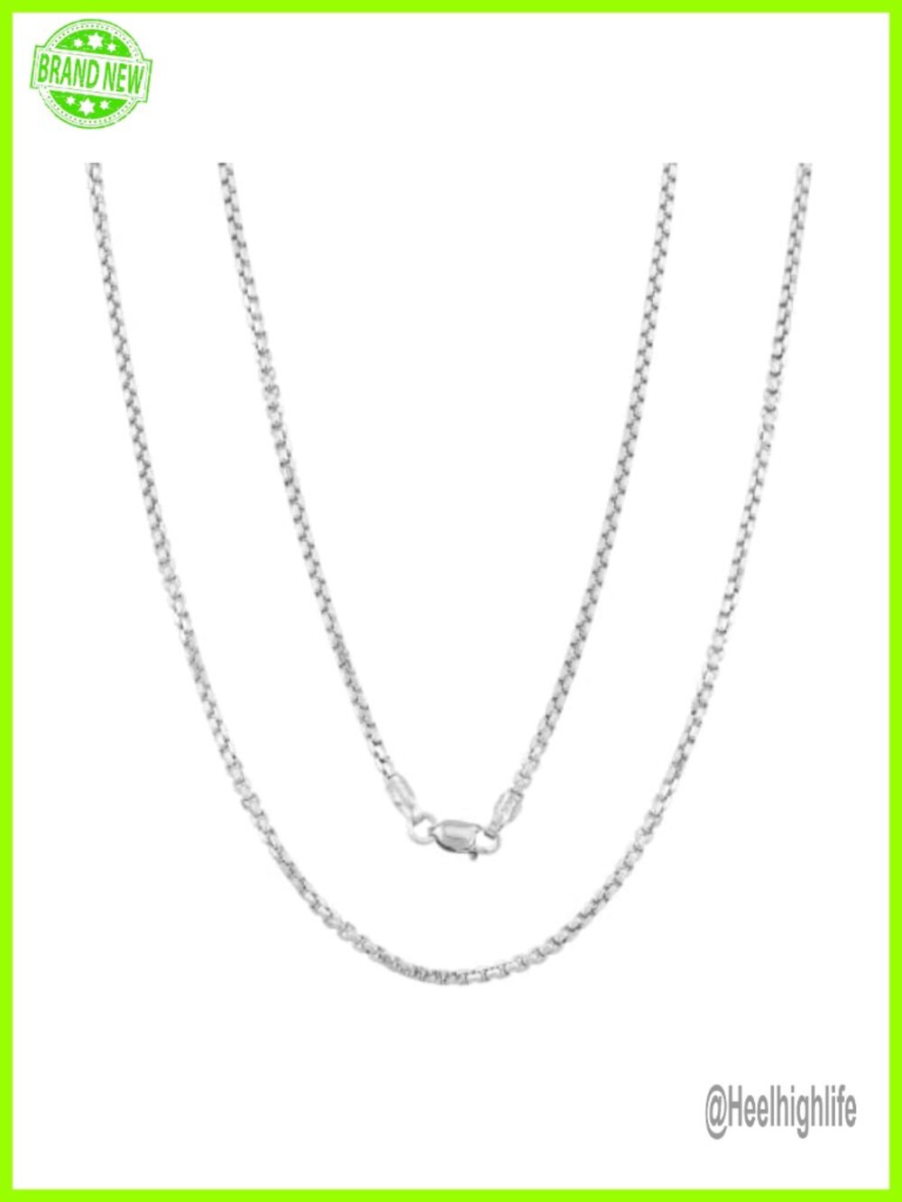 14K Yellow Gold Round Box Chain Necklace 2.1mm 24" Lobster Clasp
